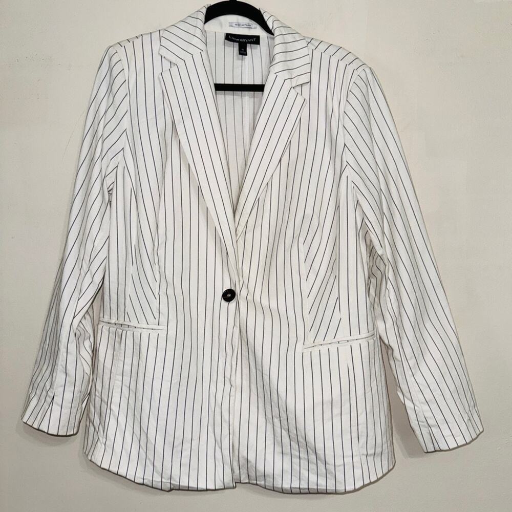 Lane Bryant Striped "The Bryant Blazer" White Black Size 16